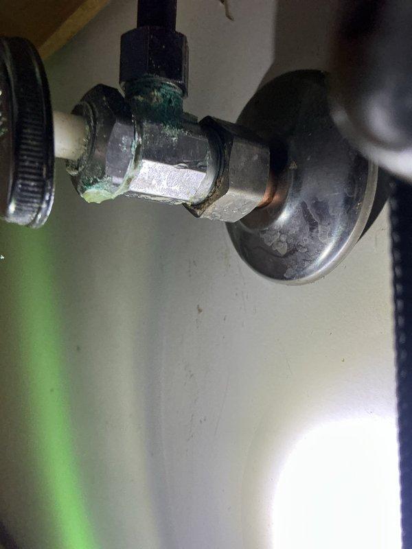 Responded to leak under kitchen sink following a recent garbage disposal installation. Diagnosed and replaced two faulty shut-off valves that were leaking, along with a leaking drain stem. Installed two new stops with water hammer arrestor for dishwasher and a new flanged tailpiece to resolve all leak sources.