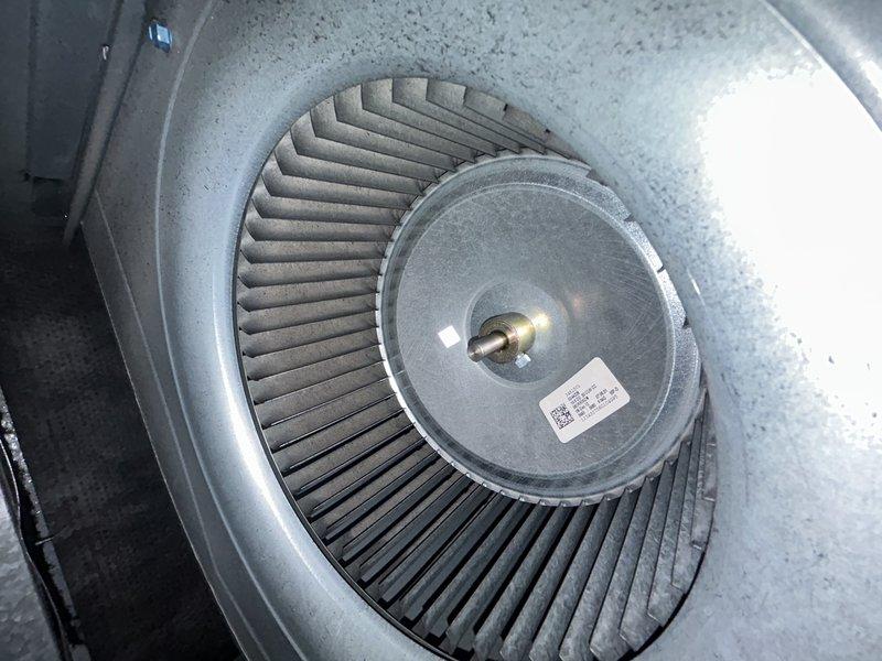 Performed routine maintenance on 2013 furnace including operational testing, air filter replacement, and cleaning of key components. Inspection of blower wheel revealed dust accumulation requiring cleaning, and examination of electrical panel showed some discoloration suggesting potential wear. System is functioning properly after service completion.