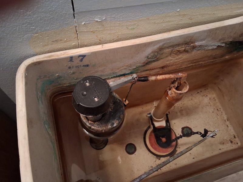 Replaced worn-out toilet components including ball cock and flapper to resolve constant running issue. Observed wobbling turtle valve between tank and bowl, contributing to the malfunction. Completed full interior replacement of small round toilet in regular bathroom.
