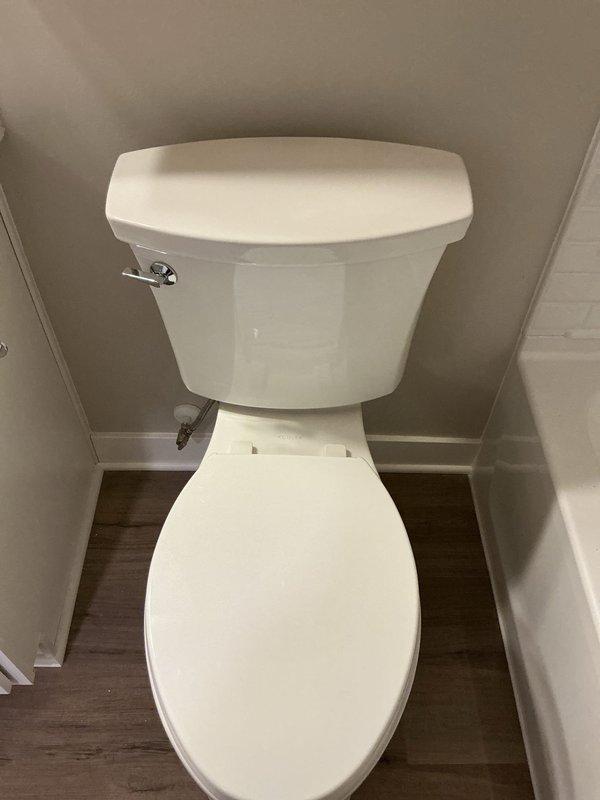Completed installation of two customer-supplied toilets. Removed existing units, installed new wax rings and properly secured toilets to flanges. Verified proper operation of both fixtures and confirmed no leaks at supply line connections.