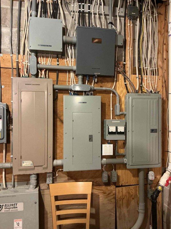 Responded to service call for complex multi-zone HVAC system featuring Lennox furnace, geothermal unit, and electric backup heat. Determined existing zone board incompatible with required wiring configuration for the 2-stage furnace with 3 zones. Ordered replacement Honeywell zone board and will return to complete installation once parts arrive.