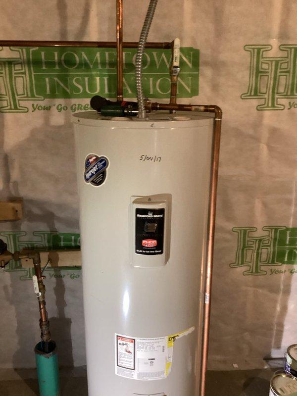 Replaced failed 50-gallon electric water heater that was unable to maintain hot water for more than 1.5 showers. Installed new 50-gallon electric unit after diagnosing issues with heating elements and thermostats in the original system. Properly connected all copper lines and verified proper operation before completion.