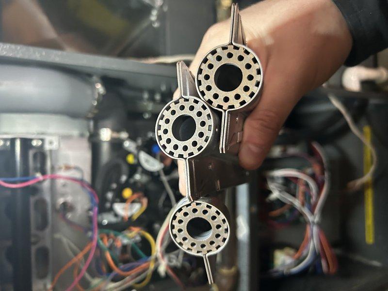 Performed annual furnace maintenance including operational testing, component inspection, and electrical system verification. Inspected air filter which remains serviceable until spring AC service. Replaced humidifier pad and cleaned routine furnace components. All systems functioning properly with no issues identified.