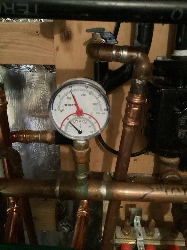 Responded to service call for non-functioning upper level in-floor heating system. Identified closed return valve as the source of the issue, reopened valve and verified proper operation. Cycled both heating and domestic hot water systems, confirming normal operation with supply temperature at 120°F, return at 119°F, and DHW at 145°F.