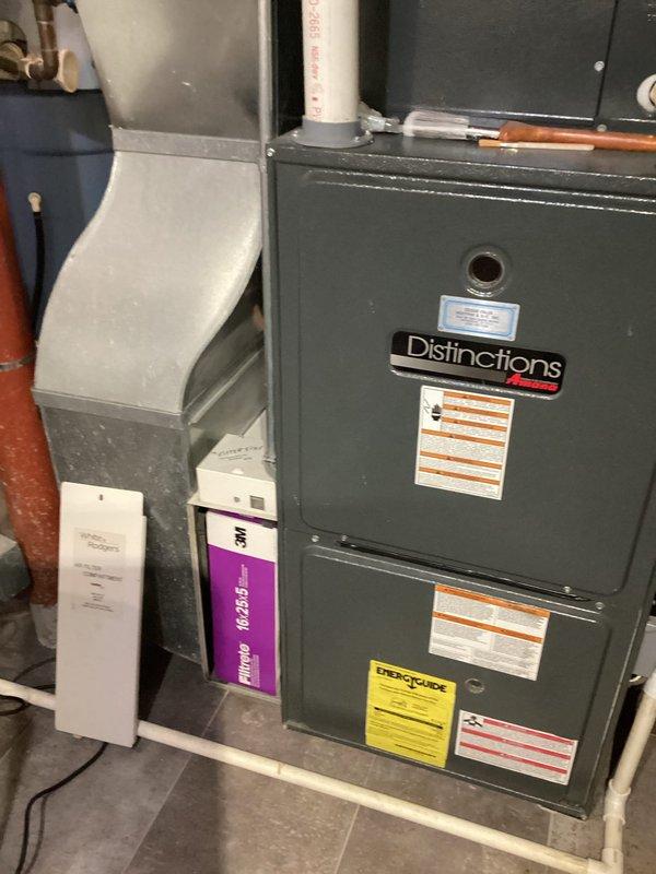 # HVAC Maintenance Service Report

Performed comprehensive furnace tune-up on a 14-year-old Distinctions by Amana gas furnace system. Conducted thorough inspection of heat exchanger with no defects found. Cleaned flame sensor, burner assembly, and condensate system to ensure optimal operation. Verified all components functioning properly upon completion of maintenance service.