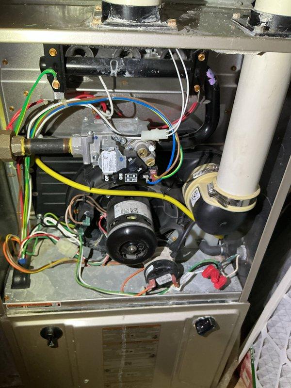 Performed preventive maintenance on 8-year-old Bryant furnace per maintenance agreement. Investigated customer concern regarding unusual odor in home, confirmed not gas-related. Conducted comprehensive safety inspection including heat exchanger integrity check, venting system evaluation, and combustion analysis—all components passed inspection with no issues detected. Unable to replicate reported odor during service visit. Identified significant dust and debris accumulation on blower wheel assembly. Removed and thoroughly cleaned blower wheel to restore proper airflow and eliminate potential odor source. Verified all electrical connections, gas valve operation, and control board functionality. System operating within manufacturer specifications upon completion.