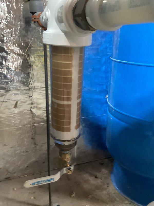 Completed comprehensive plumbing inspection of newly installed mechanical systems including water heater, sediment filtration system, and blue storage/treatment tank. All components verified to be functioning properly with correct installations and connections. Advised homeowner to monitor evaporative cooler and toilet flappers for potential future maintenance needs.