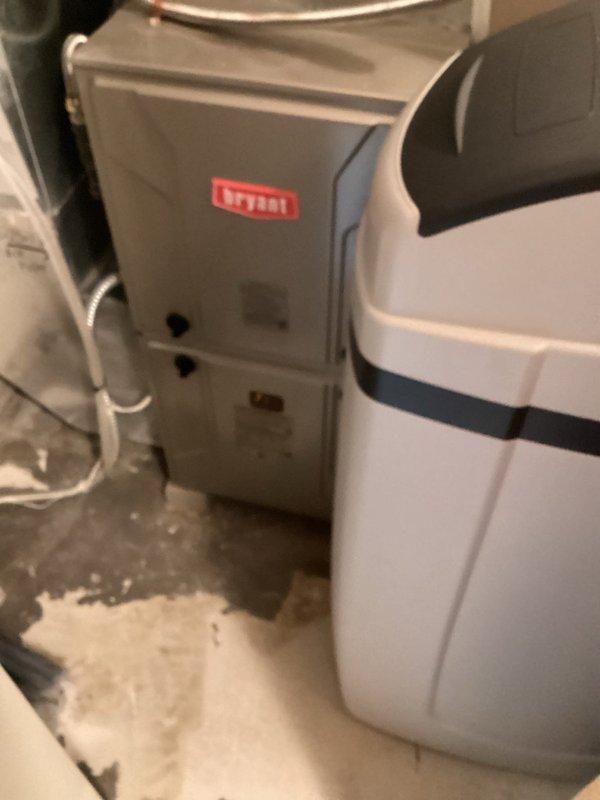 Responded to no hot water complaint following water softener installation. Upon arrival, diagnosed issue as power interruption to water heater system. Located blower motor switch in off position, preventing proper water heater operation. Restored power by switching blower motor to on position, which immediately restored hot water functionality. Verified Richmond tanked water heater returned to normal operation with proper heating cycle initiated. System tested and confirmed operational.