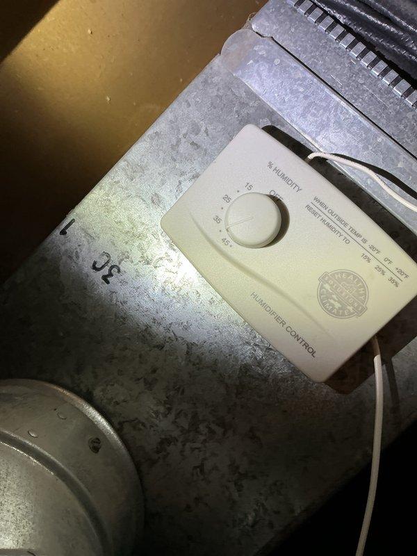Responded to callback for Aprilaire humidifier malfunction following recent furnace and air conditioning installation. Humidifier would only operate when thermostat fan was set to "on" or "circulate" mode but failed to function during automatic heating cycles. Diagnosed issue as improper wiring at furnace control board—heating call wire was not connected to W1 terminal. Landed wire on W1 terminal of control board, restoring proper humidifier operation in all modes including automatic heating.