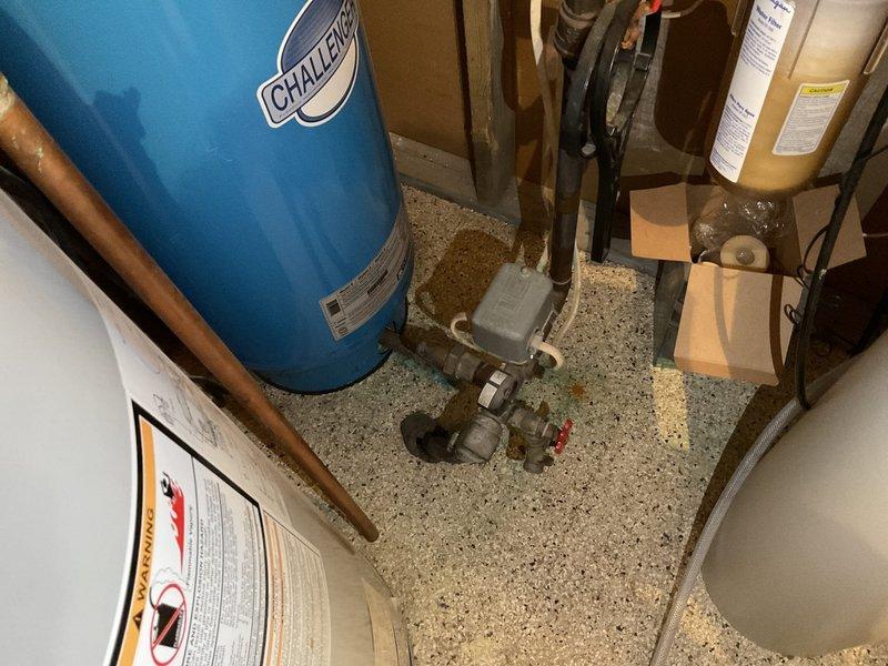 Completed routine plumbing inspection of mechanical room equipment and water systems. Documented condition of pressure tank, water heater, copper piping, and associated plumbing components with photographic evidence for maintenance records.