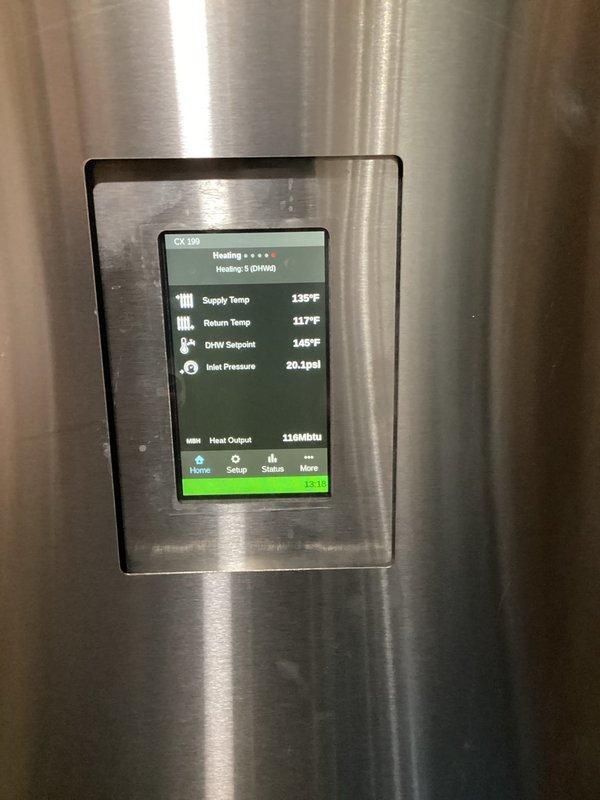 Responded to follow-up service call after boiler and indirect water heater installation to address domestic hot water temperature concerns. Performed comprehensive system diagnostics including boiler operation verification, DHW setpoint confirmation at 145°F, and external mixing valve inspection. Tested water temperature at sink faucets which measured correctly, but identified showers and tub running 10-15°F cooler than expected. Determined issue isolated to individual fixture mixing valves rather than boiler or primary DHW system. Coordinated plumber scheduling to adjust thermostatic mixing valves at affected fixtures to resolve temperature discrepancy.