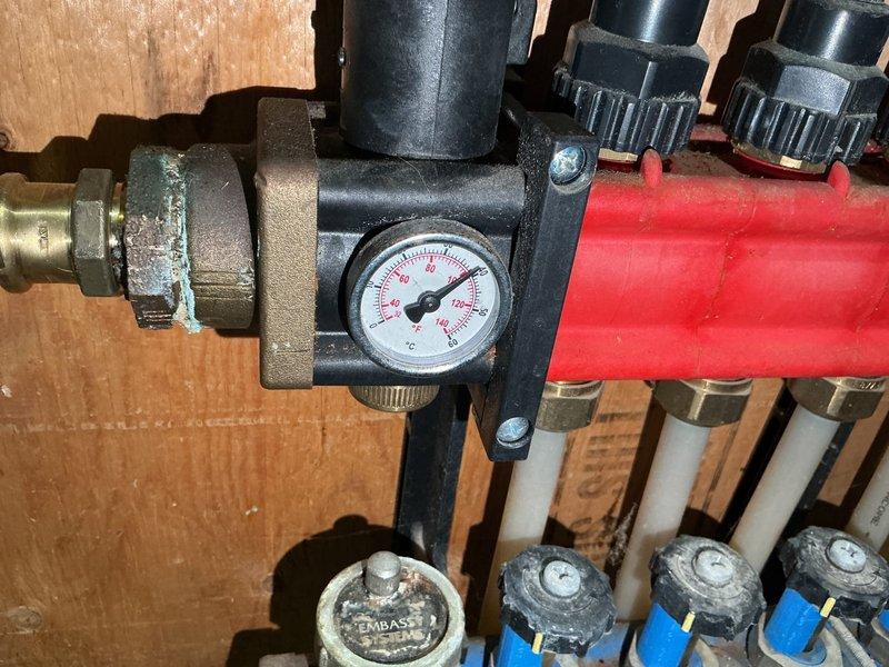 Responded to service call for high-pitched whistling noise occurring when basement zone activated on recently installed boiler system. Diagnosed issue as excessive flow velocity through zone valve caused by circulator pump operating at high speed setting. Adjusted circulator pump speed from high to medium, which eliminated the whistling noise. Monitored system pressure and temperature readings following adjustment to verify proper operation and confirm no adverse effects from speed change. System operating normally with all zones functioning properly and no noise issues present after modification.
