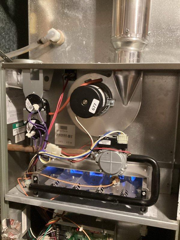 Returned to property to replace a defective dual pressure switch on the furnace. Removed the faulty pressure switch assembly and installed a new dual pressure switch unit. After installation, cycled the furnace through multiple heating cycles to verify proper ignition sequence and burner operation. Confirmed all pressure switch connections were secure and system returned to normal operation with no fault codes present.