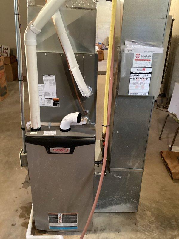 Returned for callback on Lennox furnace with no heat and gurgling noises. Diagnosed completely plugged condensate drain line causing system shutdown. Cleared condensate blockage, restored proper drainage, and verified unit operation for thirty minutes to ensure reliable heating function.