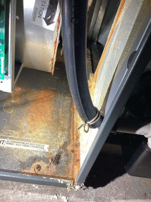 Responded to post-fire gas line safety inspection before utility restoration. Performed comprehensive inspection of all gas lines throughout property, including main supply line, furnace connection, cook stove line, capped gas dryer line, and capped water heater stub-out. Shut off valve to cook stove as precautionary measure. 

Inspected gas furnace located on opposite end of structure from fire damage area. Noted pre-existing rust staining near furnace gas connection from previous loose coupling during original installation—not related to current incident. All gas lines inspected and found to be structurally sound with no compromise from fire event.

Water heater showed significant water damage with standing water present on unit. Recommended replacement of water heater due to moisture exposure and potential internal damage. Documented findings with photographs for insurance and safety records. All accessible gas piping verified intact and safe for utility restoration.