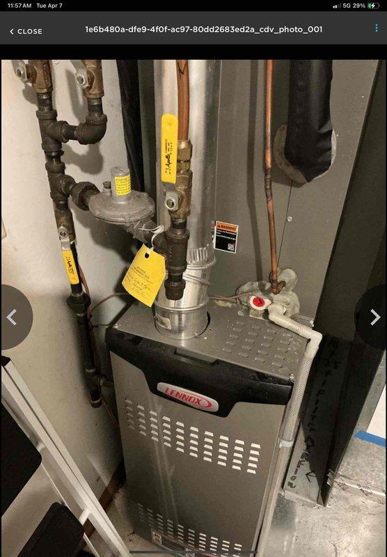 Responded to no cooling call on Lennox HVAC system less than 10 years old. Upon arrival, ambient outdoor temperature was too low to safely assess cooling system performance and accurately diagnose refrigerant circuit operation. Return visit scheduled when outdoor temperatures reach acceptable range for proper air conditioning system evaluation and testing.