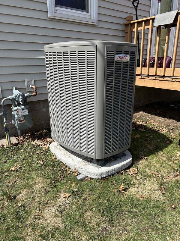 Completed annual air conditioning tune-up under maintenance agreement. Performed comprehensive inspection of all AC components, which were found to be in good working condition with clean coils. Due to cold ambient temperatures preventing cooling mode operation, tested system in heating mode to verify functionality, confirming proper operation with an 18-degree temperature rise across the heat exchanger.
