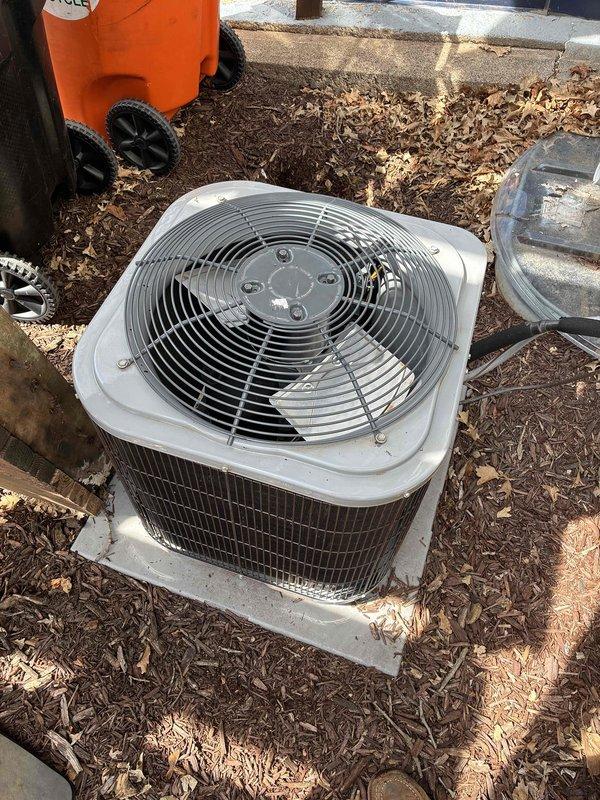 Completed warranty repair on outdoor condenser unit by replacing defective condenser fan motor. Verified proper fan operation and system functionality upon completion. Unit is operating as expected with no further issues detected.