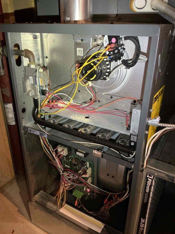 Completed annual spring cooling maintenance visit including inspection and tune-up of one air conditioning system and one dehumidifier unit. During inspection, identified a leaking Honeywell HE360B-1008 humidifier requiring repair. Provided estimate for replacement humidifier components to resolve the leak issue.