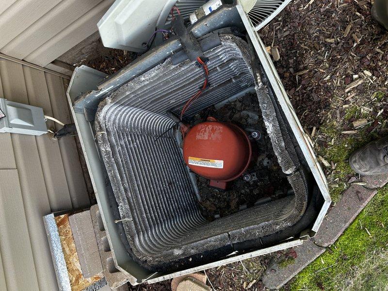 Completed routine maintenance agreement cooling visit on 24-year-old air conditioning system. Performed comprehensive AC tune-up including operational testing of all system components, air filter replacement, and condensate drain line clearing to ensure proper drainage. Inspected condenser unit components, performed coil cleaning, and washed exterior condenser unit to remove accumulated debris and improve heat transfer efficiency. Verified proper system operation with satisfactory temperature differential across evaporator coil. All components functioning within normal parameters; system operating as designed with no deficiencies noted.