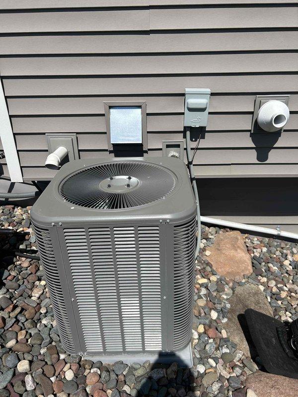 Completed comprehensive AC tune-up and preventive maintenance inspection on ground-level cooling system. Performed thorough evaluation of thermostat operation, temperature split, air filter condition, condensate drain line, electrical connections, evaporator coil, and outdoor condenser unit. All components inspected and found operating within normal parameters with no immediate concerns or repairs required at this time.
