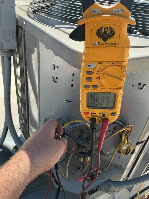 Completed annual preventative maintenance cooling visit on an 11-year-old rooftop air conditioning unit. Performed comprehensive system inspection including electrical testing of capacitor, contactor, and all wiring connections using digital multimeter. Evaluated refrigerant pressures, which appeared within acceptable range, though ambient temperatures were below optimal conditions for precise refrigerant charge verification. Verified proper operation of all mechanical and electrical components, confirming system is functioning within manufacturer specifications and fully operational.