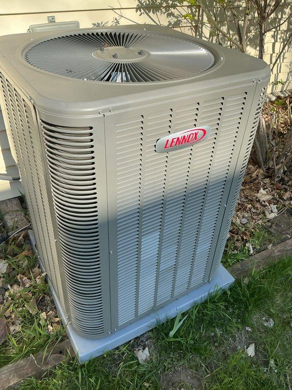 Performed annual cooling maintenance on 1-year-old Lennox air conditioning system per Family Rewards recurring service agreement. Conducted comprehensive AC tune-up including system inspection and performance evaluation. Found condenser coil had accumulated dust and debris buildup. Thoroughly cleaned condenser coil to restore proper airflow and heat transfer efficiency. Verified 16x25x1 air filter condition. System operational with no additional issues identified upon completion.