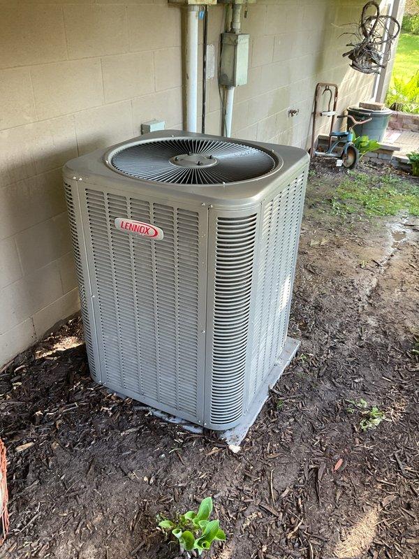 Performed comprehensive preventive maintenance tune-up on late model Lennox air conditioning system approximately one year old. Completed full system inspection including condenser unit evaluation, refrigerant line assessment, and electrical connection verification. Unit operating within normal parameters with no issues identified or repairs required.