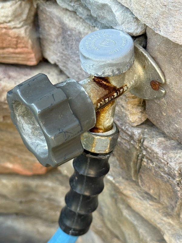 Responded to service call for leaking outdoor hose bibbs at both front and back of property. Upon inspection, identified active leaks at both spigot locations causing water waste and potential property damage concerns. Removed deteriorated hose bibb assemblies showing significant corrosion and wear at threaded connections. Installed new brass hose bibb fixtures at both locations, ensuring proper sealing and secure mounting to exterior walls. Tested both new installations under full water pressure to verify leak-free operation and proper shutoff functionality. All connections secured and operational.