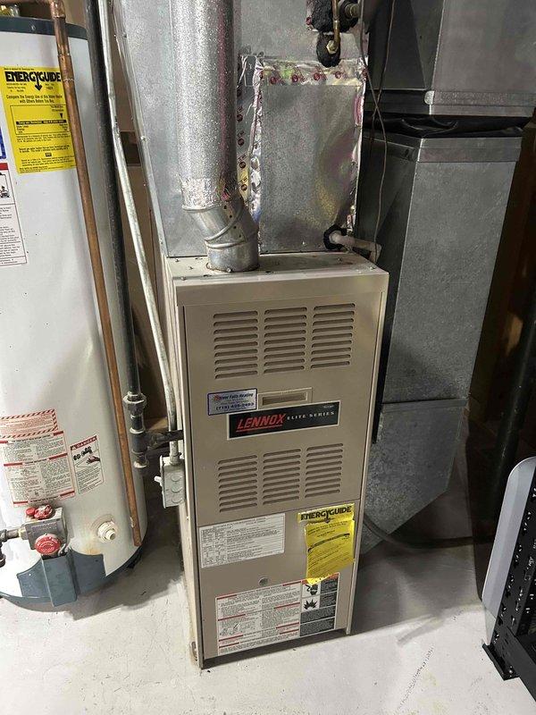 Completed comprehensive BOGO system tune-up on both furnace and air conditioning units. Performed full maintenance inspection on Lennox Elite Series gas furnace (26 years old) and air conditioner unit (approximately 26 years old, R-22 refrigerant). Both systems tested to specification and confirmed operating properly. Advised homeowner of equipment age and noted AC uses R-22 refrigerant, which may impact future service availability and costs. Homeowner considering system upgrade in the near future.
