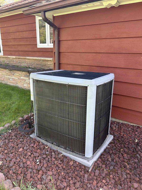 Completed preventive maintenance on two residential air conditioning systems under agreement. Performed comprehensive tune-up on both units including electrical inspection, air filter replacement, condenser coil cleaning, and condensate drain line clearing. Verified proper operation of all equipment with temperature split readings of 20° on the 25-year-old system and 15° on the 7-year-old unit, both within acceptable parameters.