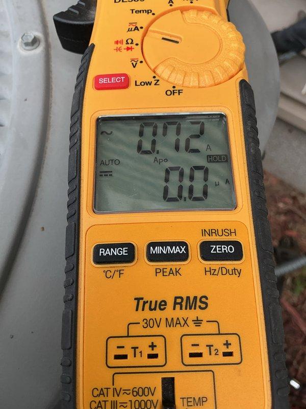 Completed annual AC maintenance tune-up on 19-year-old system utilizing R22 refrigerant. Inspected all electrical connections, tested amperage draw, and evaluated system components. Noted contactor showing moderate pitting and recommended replacement option, though dual capacitor appears to have been recently replaced and is in acceptable condition.