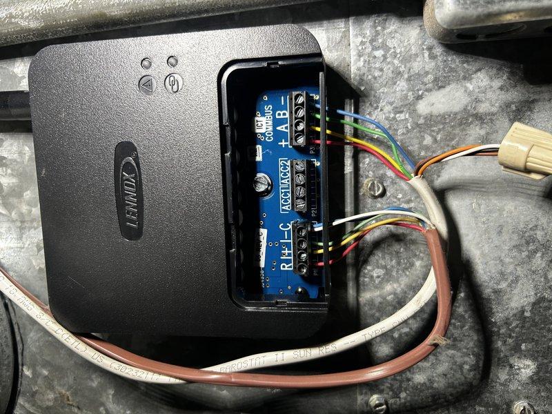 Responded to no cooling complaint with thermostat communication error on Lennox system. Diagnosed failed S-30 thermostat unable to communicate with air handler control board. Replaced defective S-30 unit with new S-40 model thermostat under warranty, completed all wiring connections to control module, and verified proper communication between thermostat and system. Tested cooling operation and confirmed all functions operating correctly.