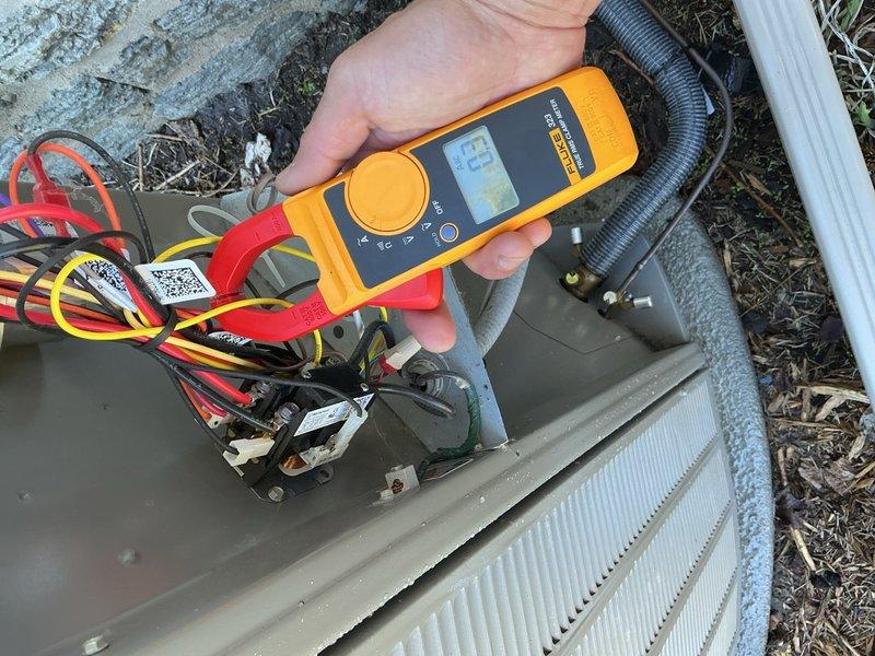 Completed annual cooling maintenance visit on a 1-year-old AC system with air handler under preventative maintenance agreement. Performed comprehensive tune-up including cleaning and inspection of all components, tested electrical connections and capacitor readings using diagnostic equipment, verified proper system operation with no issues found. All components functioning within manufacturer specifications.