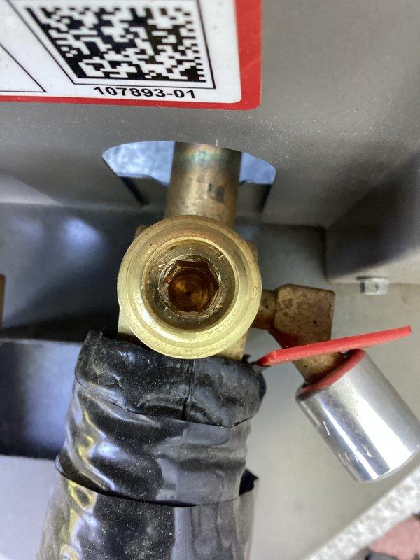 Performed startup and system check on newly installed air conditioning unit. Verified proper refrigerant release from service ports and confirmed all connections were secure. Inspected brass service valves, refrigerant lines, and system components. All equipment operational with no issues identified upon completion of startup procedure.