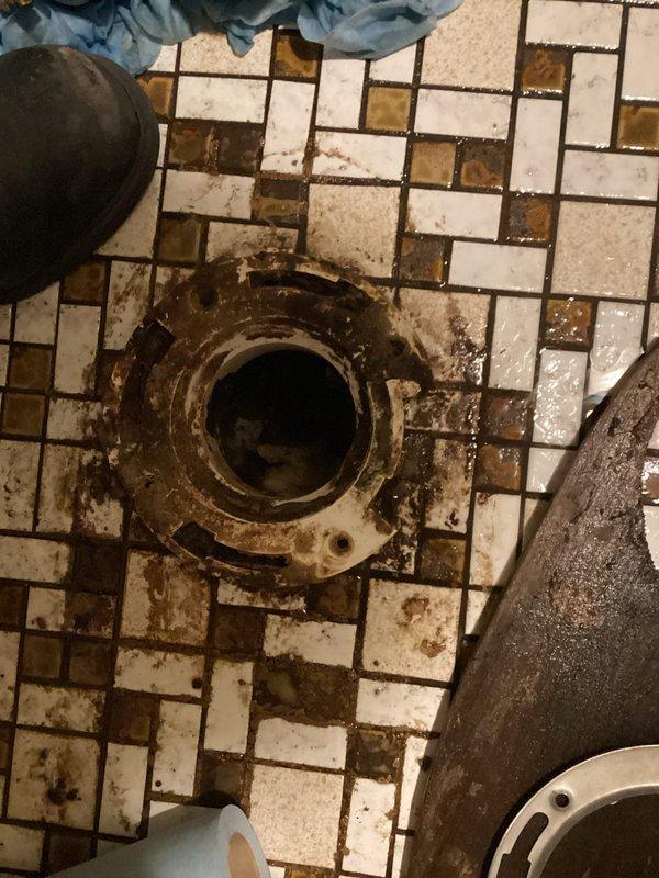 Responded to a basement toilet leaking at the base during flushing. Upon inspection, discovered the toilet flange was broken on both sides, causing water to seep onto the surrounding floor. Removed the toilet from the flange, assessed the damage, and performed a complete flange repair. Reset the toilet with new wax ring and hardware, ensuring proper seal and stability. Tested the toilet multiple times to confirm the leak was eliminated and the fixture was functioning properly.