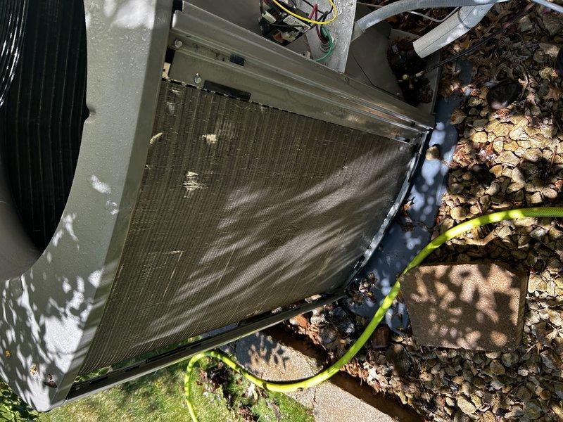 Completed annual A/C maintenance including condensate drain clearing, airflow verification, and electrical component inspection. Performed condenser coil cleaning and confirmed proper system operation with satisfactory temperature differential across the evaporator coil. All components tested and found operating within normal parameters.