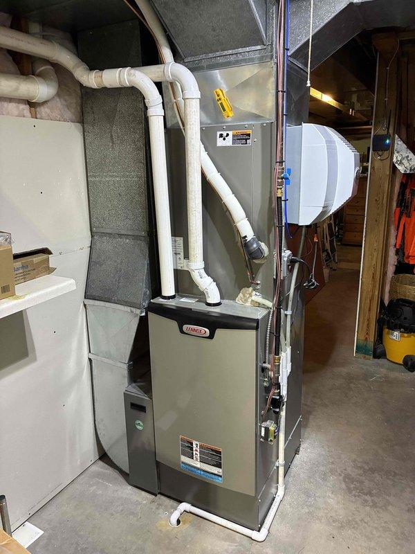 Completed preventative maintenance on residential cooling system. Cleaned outdoor condenser coil and inspected all electrical components and connections. Found severely restricted air filter caused by excessive portable humidifier use during winter months, resulting in blower motor strain and furnace displaying three error codes: two airflow errors and one limit error. Replaced air filter and cleared all error codes. Verified refrigerant charge within specifications with 20-degree temperature differential across evaporator coil. Provided homeowner education on proper humidifier usage, recommending exclusive use of existing whole-home humidification system to prevent future airflow restrictions. System restored to proper operation with adequate cooling performance and airflow.