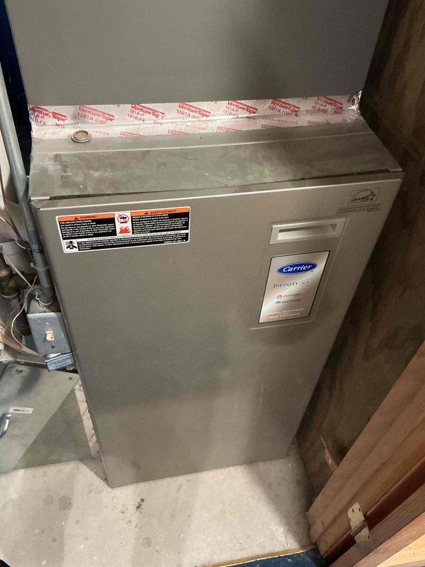 Completed annual air conditioning tune-up and inspection on 3-year-old Carrier Infinity system per maintenance agreement. Performed comprehensive operational testing of all components including electrical connections, controls, and refrigerant circuit. Unit found to be functioning properly with no deficiencies noted at time of service.