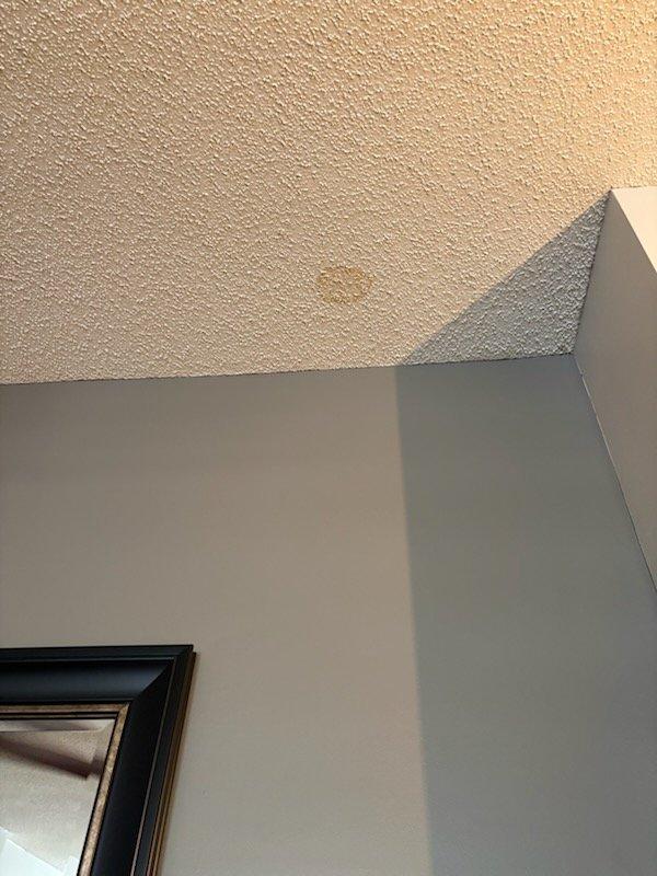 Responded to a water leak originating from the second-floor laundry room that was dripping through the ceiling below. Upon inspection, identified the source as a failing shut-off valve for the exterior hose bib. Removed the defective valve and installed a new ball valve to eliminate the leak and restore proper function to the outdoor water supply line.