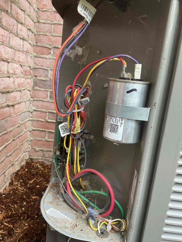 Completed scheduled air conditioning tune-up and maintenance inspection under recurring maintenance agreement. Found and replaced dirty air filter during system evaluation. Inspected electrical components, capacitor, and wiring connections; verified all systems operating within normal parameters.