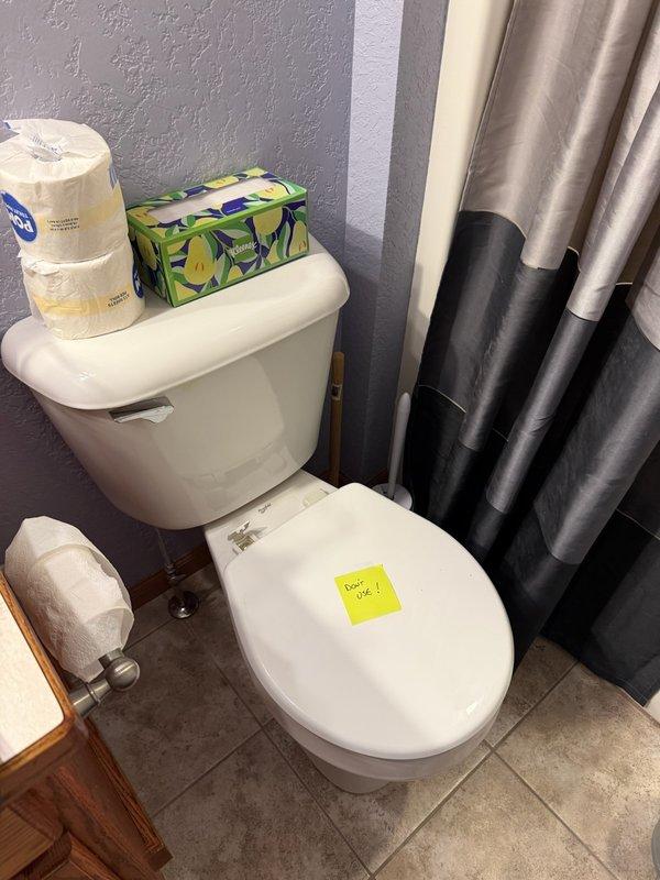 Responded to a continuously running toilet complaint. Upon inspection, identified a worn-out flapper causing intermittent running cycles where the tank would fill, stop briefly, then run again repeatedly. Replaced the defective flapper with a new unit, restoring proper tank seal and eliminating the continuous running issue.