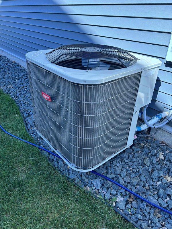 Completed annual A/C maintenance tune-up on one condenser unit with 410A refrigerant under maintenance agreement. Performed comprehensive system inspection including filter, thermostat, temperature drop analysis, condenser coils, motors, capacitors, compressor, refrigerant levels, and condensate drain. System operating within normal parameters at time of service with ambient temperature at 71 degrees. Identified weak outdoor dual-run capacitor (45+5 MFD) requiring replacement to prevent future failure. Provided replacement estimate; customer declined service at this time and will schedule separately if needed.