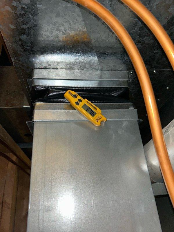 Responded to no cooling call on older residential air conditioning system that had not been serviced in over 10 years. Upon arrival, performed system diagnostics and found evaporator coil starved for refrigerant with return and supply air both measuring 68°F, resulting in 0°F temperature split across the coil. Refrigerant pressures measured well below manufacturer specifications, confirming significant refrigerant loss. Conducted comprehensive leak check on system components. Due to the age of the unit, extent of performance degradation, and repair requirements needed to restore proper operation, recommended comfort advisor consultation to provide system replacement options as most cost-effective solution moving forward.