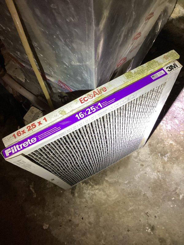 Performed AC tuneup and system inspection on residential condensing unit. Upon arrival, discovered significant damage to condenser unit with compromised fan guard and visible refrigerant leak requiring immediate attention. Documented equipment condition with photographs showing weathered outdoor unit with debris accumulation and inspected indoor air filtration system. Discussed repair options and replacement recommendations with homeowner due to extent of damage, with follow-up appointment scheduled for equipment replacement consultation.