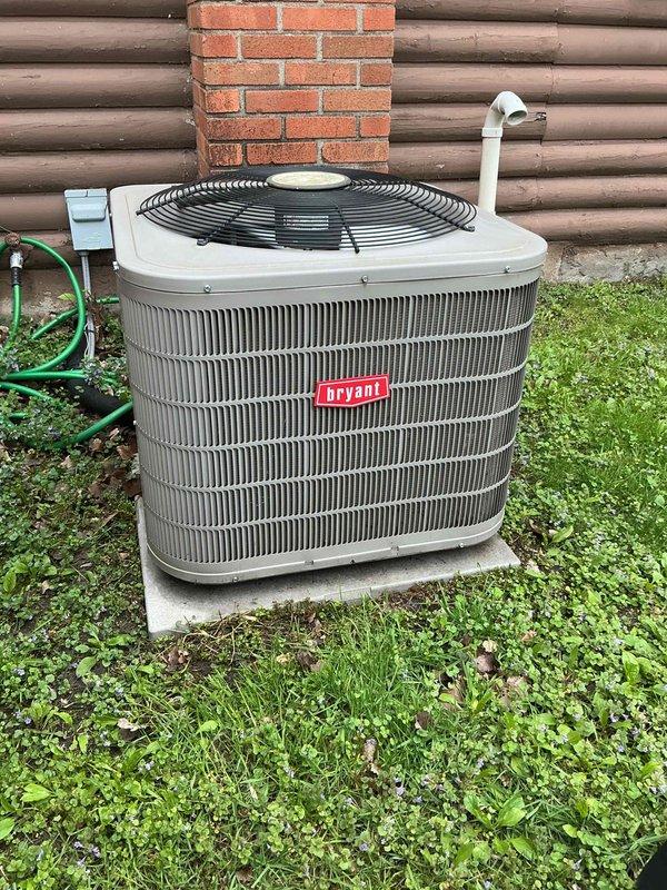 Completed annual cooling maintenance visit on 9-year-old Bryant air conditioning system. Performed comprehensive inspection including contactor, capacitor, condenser coil, compressor, and refrigerant charge verification—all components found in good working condition. Checked indoor evaporator coil, control board, and measured temperature drop across system, confirming proper operation at approximately 20 degrees. Noted furnace filter beginning to show dirt accumulation and advised replacement. All systems operating as designed with no deficiencies identified or corrective actions required.