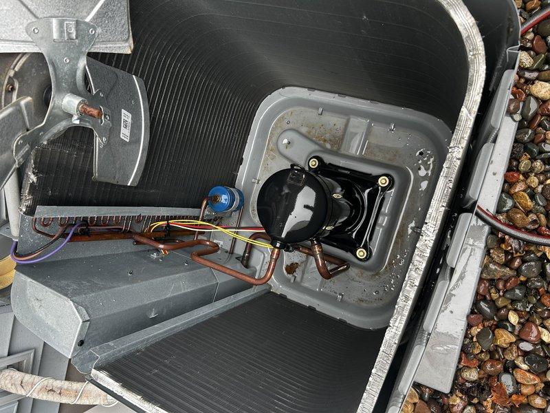 Completed comprehensive AC tune-up on 10-year-old system with no prior known issues. Performed full system operational testing, verified air filter condition (clean), cleared condensate drain line, and tested blower capacitor (reading within normal parameters). Cleaned condenser coil, inspected all outdoor components including compressor, fan motor, and electrical connections. Measured system performance with temperature split of approximately 19°F across evaporator coil, confirming optimal cooling efficiency. All components operating within manufacturer specifications with no deficiencies noted.