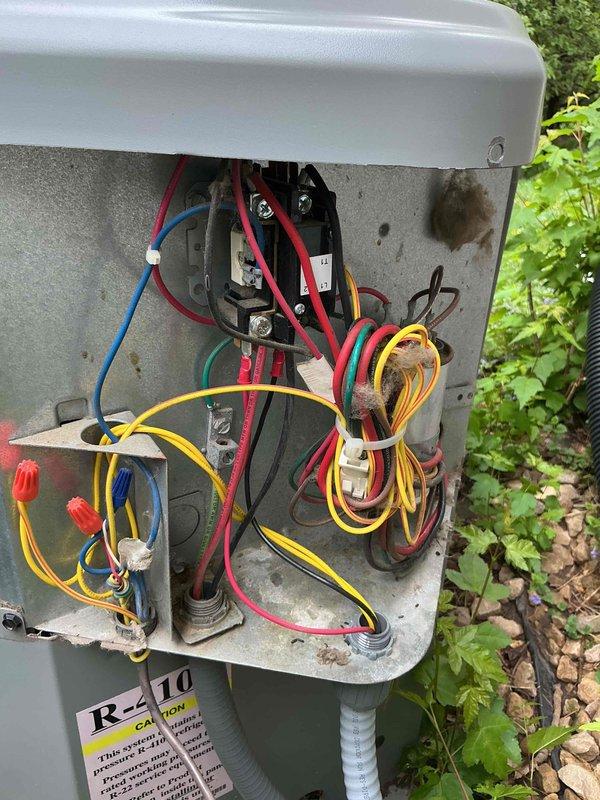 Completed annual AC tune-up and maintenance inspection on residential air conditioning system. Found and replaced failed capacitor that showed signs of rust and corrosion. System tested and operating within normal parameters following component replacement.