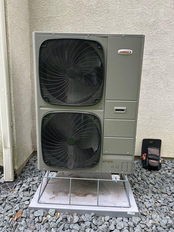 Performed annual air conditioning tune-up on Lennox system, completing comprehensive inspection of all major components including thermostat operation, air filter, blower assembly, condenser coil, electrical connections, contactor, capacitor, and condensate drain. Verified refrigerant performance and temperature split with all readings within normal operating range and no mechanical or safety issues identified. System operating properly with normal cooling operation confirmed; recommended continued seasonal maintenance to maintain efficiency and monitor equipment wear.