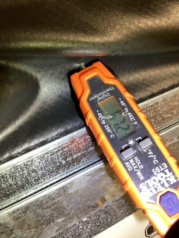 Completed spring preventive maintenance tune-up on residential air conditioning system under maintenance agreement. Installed customer-supplied furnace filter and performed comprehensive system diagnostics including temperature differential measurements and refrigerant pressure testing. System is operating within normal parameters at this time. Dual capacitor readings measured at 35.2/4.7 MFD against rated specifications of 35/5 MFD, indicating component is at borderline service life threshold and will likely require replacement within the next 12 months. Provided estimate for capacitor replacement to address anticipated future failure.